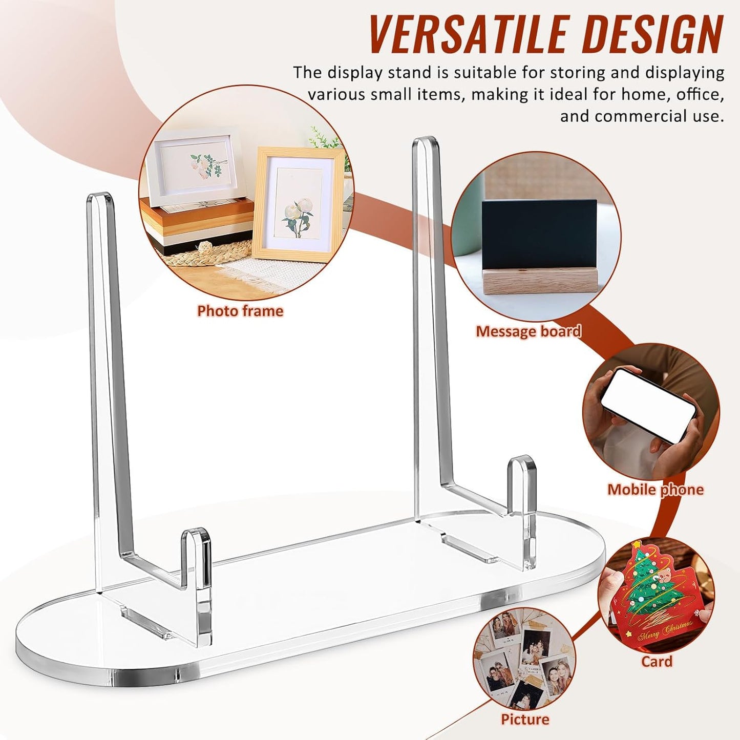 Cabilock Small Picture Display Stand, Clear Plate Holder Stand, Acrylic Easels Display Rack For for Weddings, Birthdays, Home Decoration, Tables Collections
