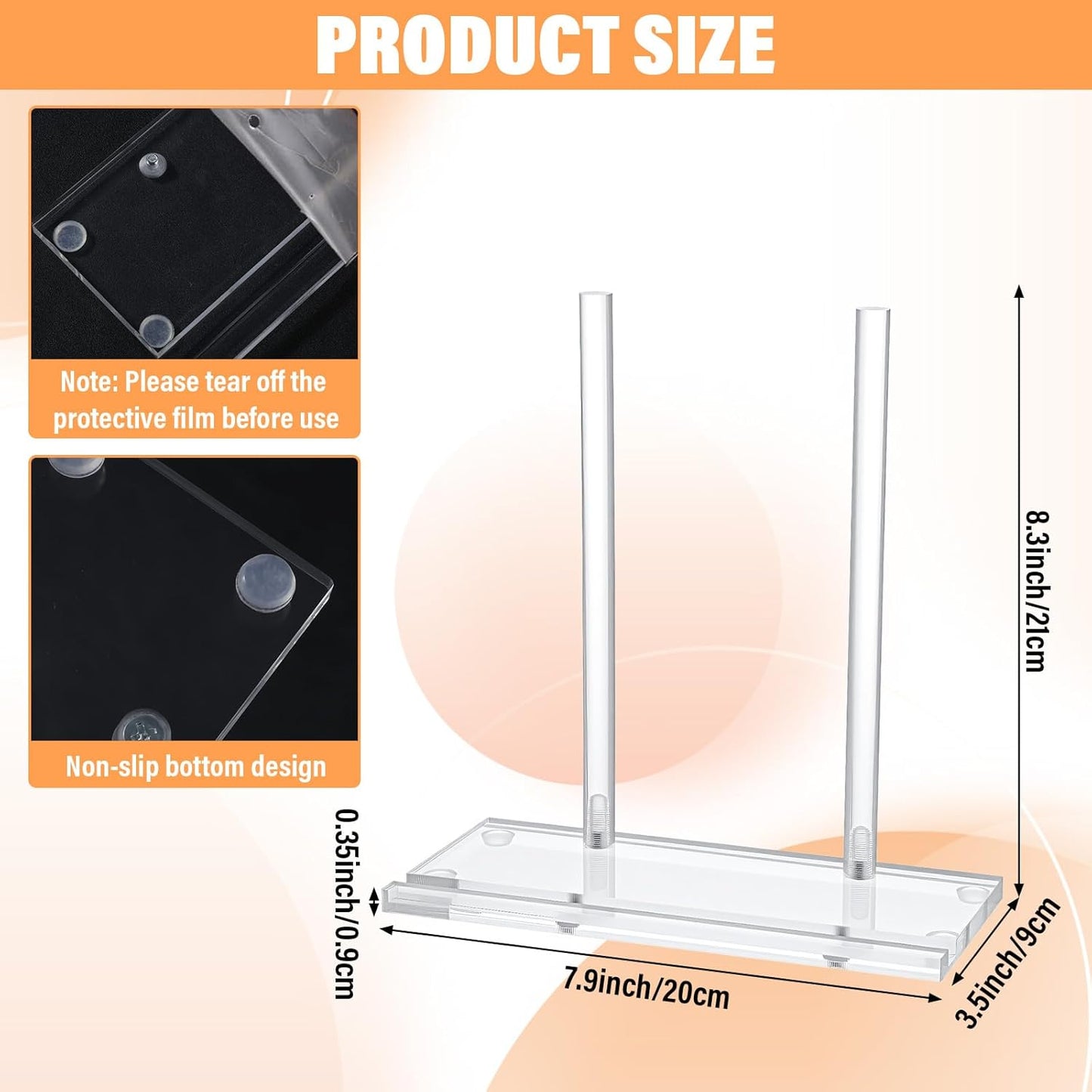 Tabletop Acrylic Display Stand Clear Easel Acrylic Book Display Holder Artwork Storage Rack for Picture Plate Frame Albums Record Magazine Tablet Canvas Board (Clear, 7.9 x 3.5 x 8.3 Inch)