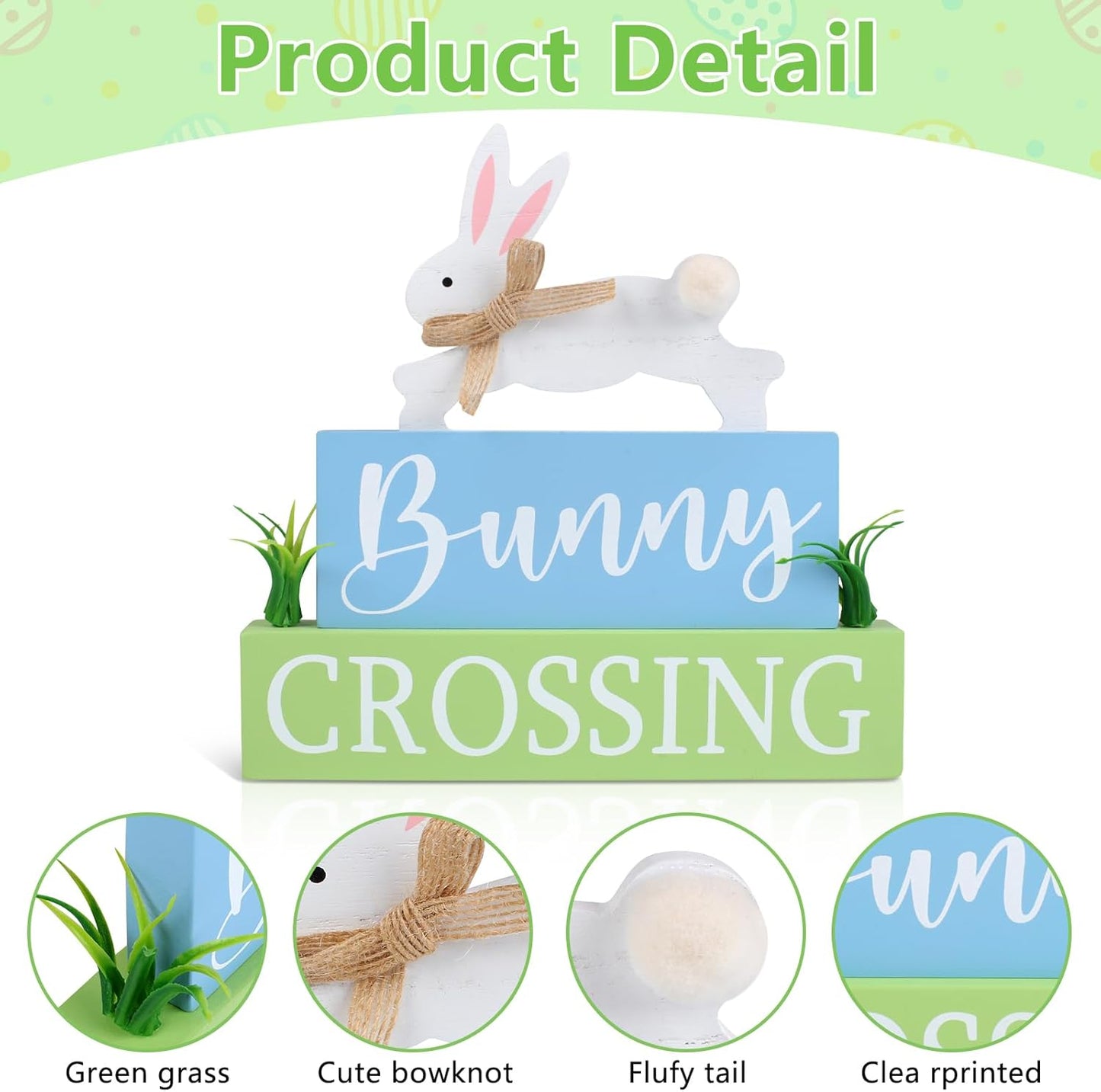 Easter Wooden Decorations, Bunny and Crossing Signs with Rustic Design, Spring Holiday Home Decor