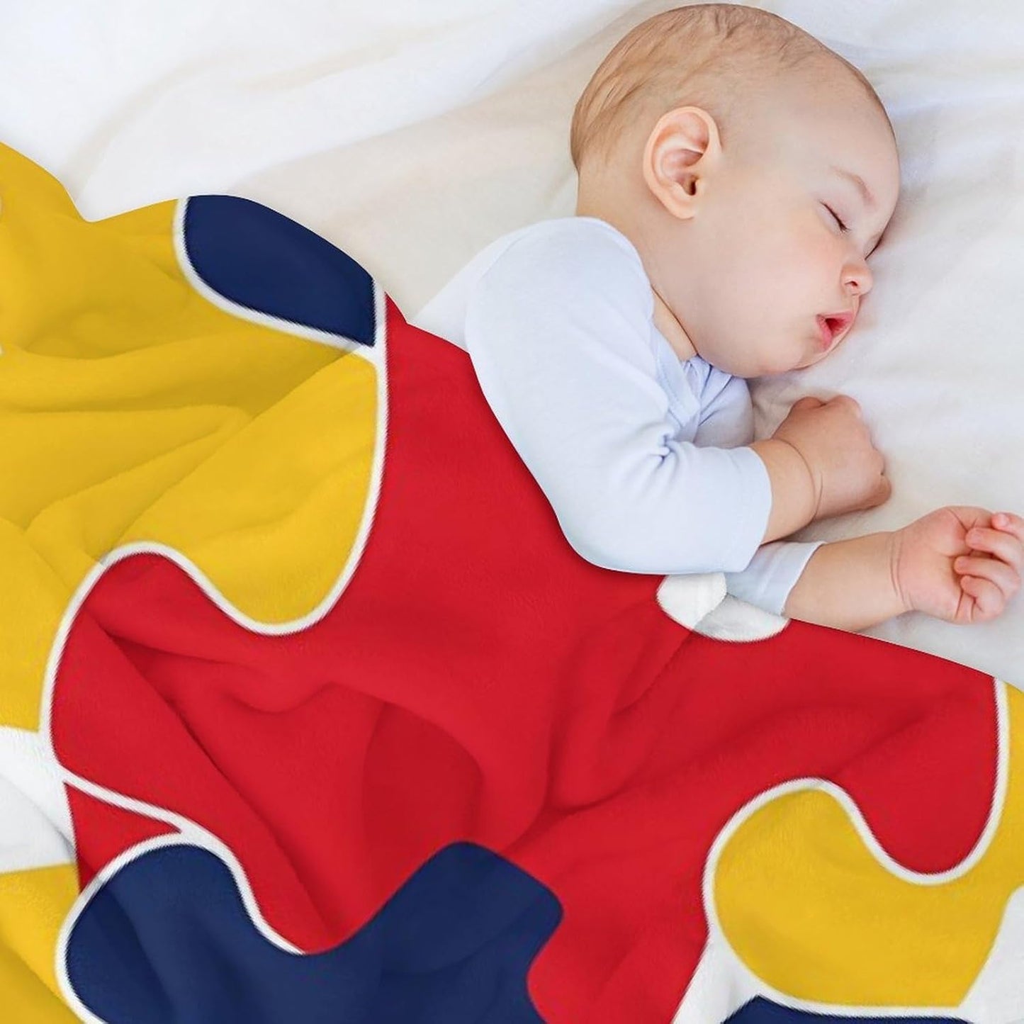 Autism Awareness Puzzle Throw Blanket for Couch Bed Plush Cozy Fuzzy Flannel Blanket for All Season 66"x90"