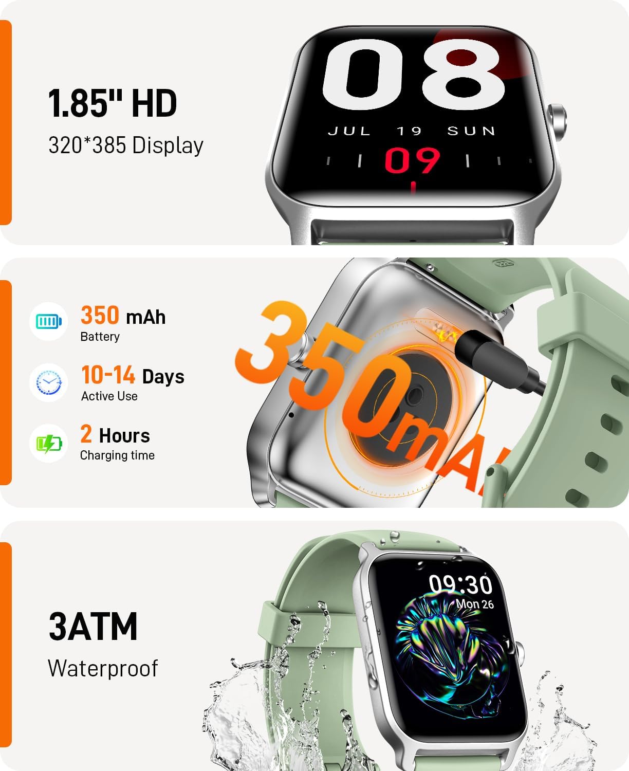Smart Watches for Women Men, 2026 Smartwatch 1.85''Alexa Fitness Tracker Smart Watch Compatible for Android iPhone with Bluetooth Call (Answer/Make), 3ATM Waterproof Heart Rate/Sleep/SpO2 Monitor 120+