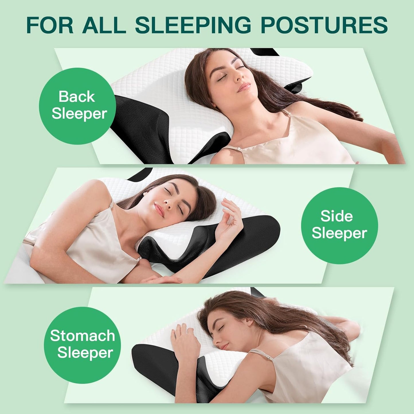 Memory Foam Cervical Pillow, 2-in-1 Ergonomic Neck Support Pillow with Armrest & Ear Hole, Contour Orthopedic Bed Pillow for Pain Relief, Adjustable Height for Side, Back & Stomach Sleepers