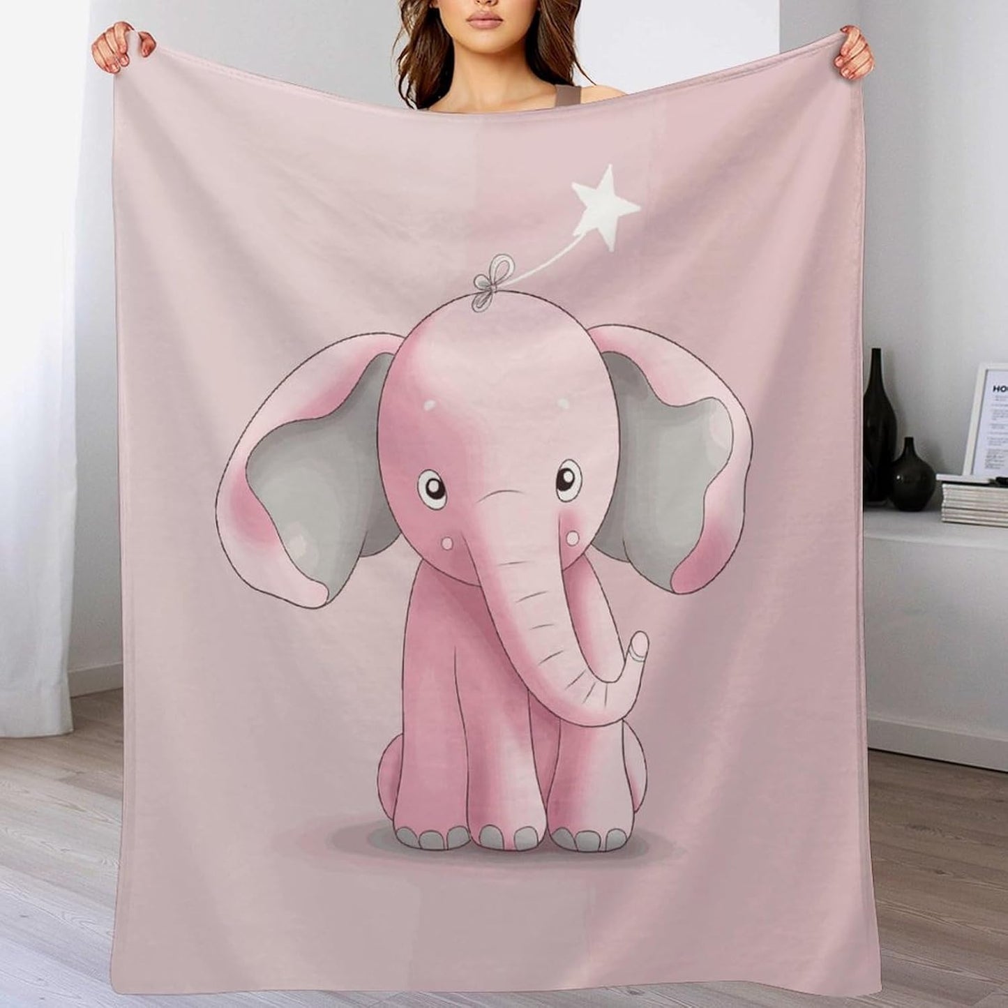 Pink Elephant Blanket Super Soft Lightweight Throw Blanket Cute Cozy Warm Bed Blanket Decorative Fuzzy Blanket All-Season Home Decor Gift for Sofa Couch Living Room 40"*50" （100 * 130cm）
