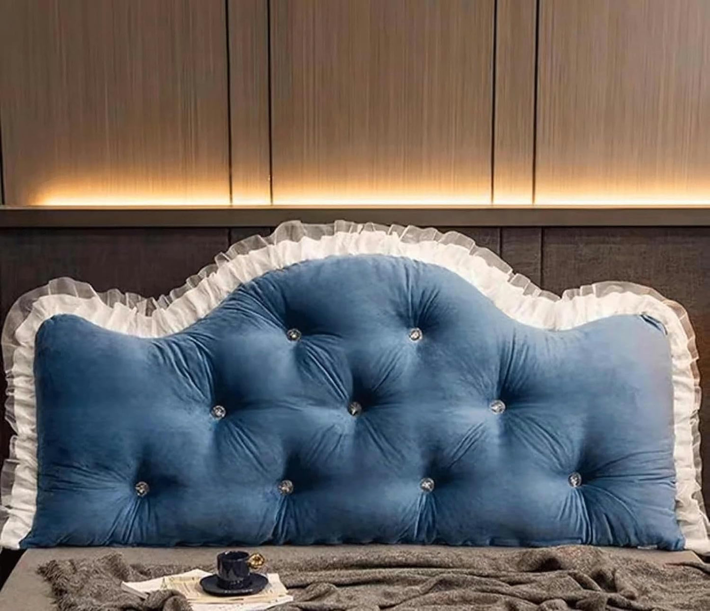 Upholstered Rectangular Headboard Bedside Cushion Reading Pillow Heighten King Tatami Bed Soft Pack With Removable Cover Suitable For Watching TV, Reading(Size:47"/120cm,Color:Bean paste color)