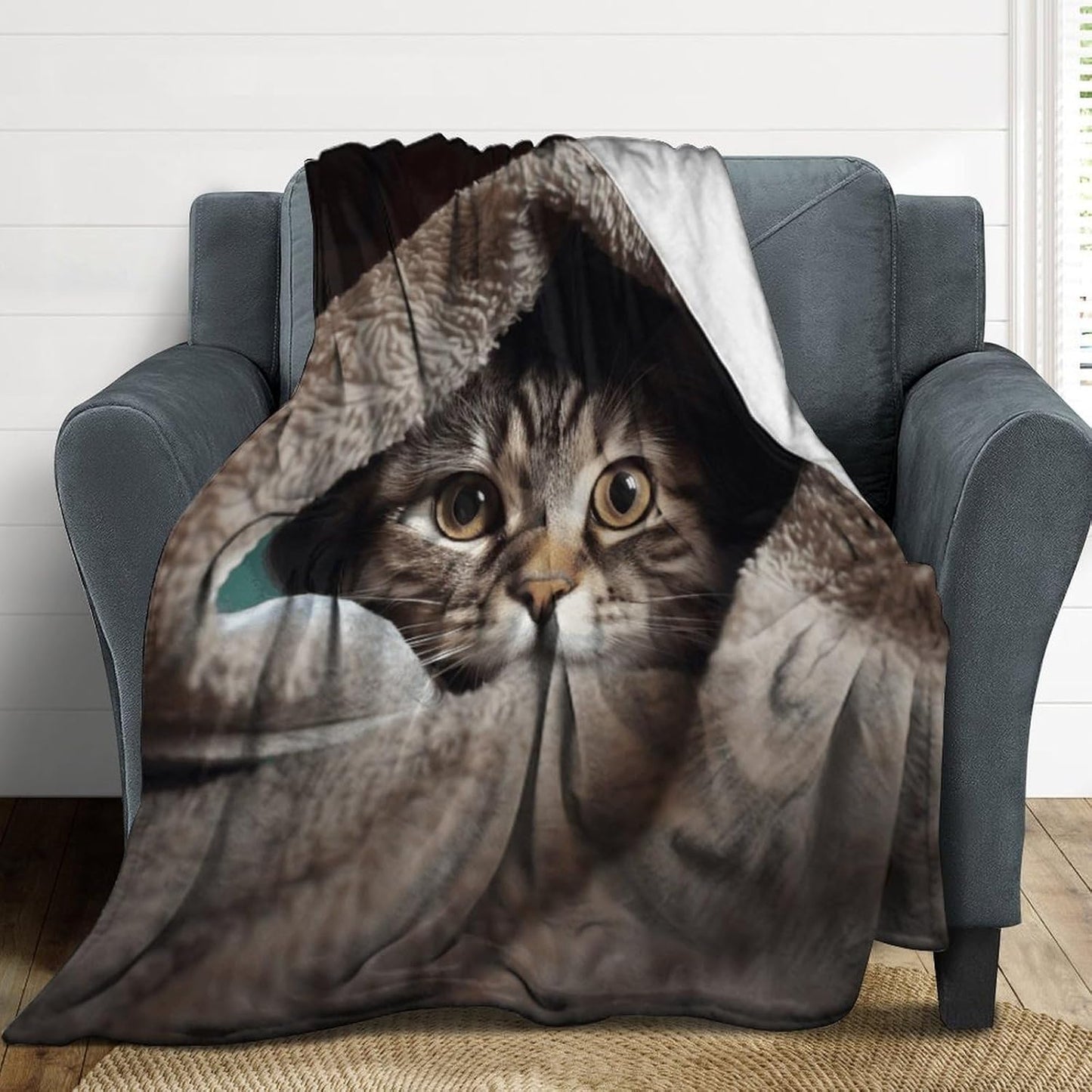Cat Under Blanket Throw Blanket for Couch Super Soft Warm Lightweight Throw Blankets Cozy Flannel Bed Blanket Cute Decorative Blankets for All Seasons Home Decor Gift 50"*60"（130 * 150cm）