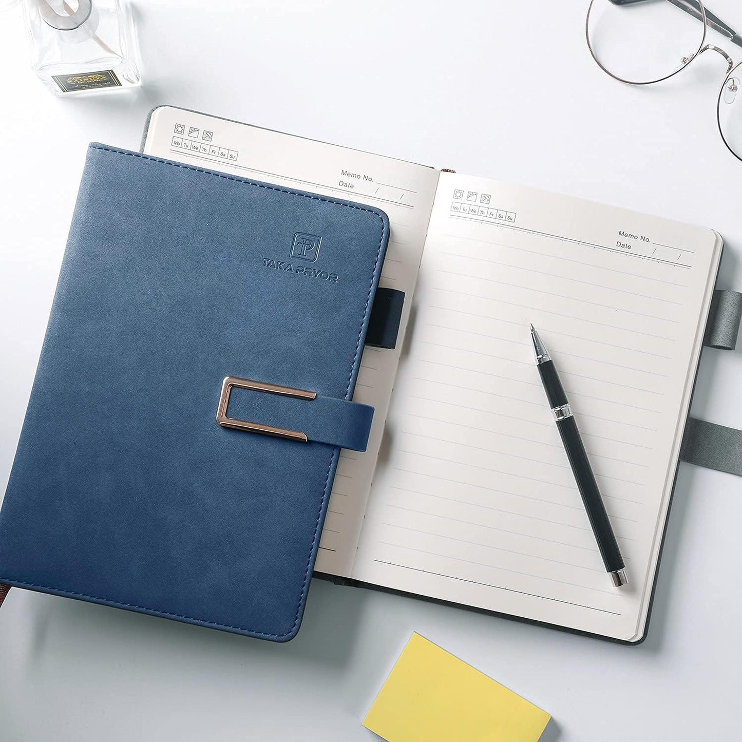 Ruled Journal Notebook, Hardcover Magnetic Clasp Cove, Personal Professional Lined Notebooks, with Pen Loop，Medium 5.7 x 8.3 inches, 120 GSM Thick Paper Gifts Blue