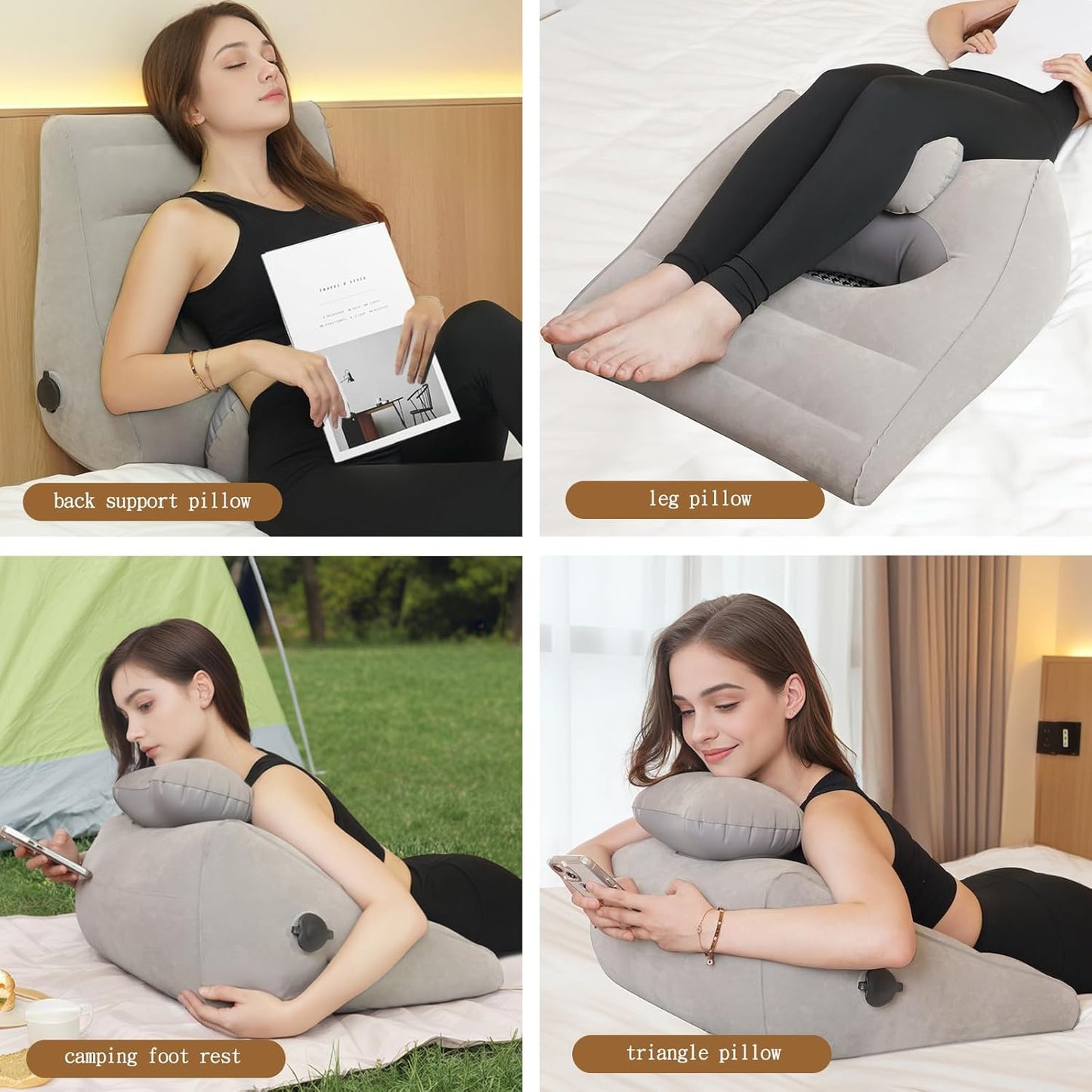 Wedge Pillow for Sleeping, Inflatable Leg Elevation Pillow for Swelling, Circulation, Leg & Back Pain Relief, Leg Pillow for After Aurgery, Hip,Foot,Ankle, Injury, Recover