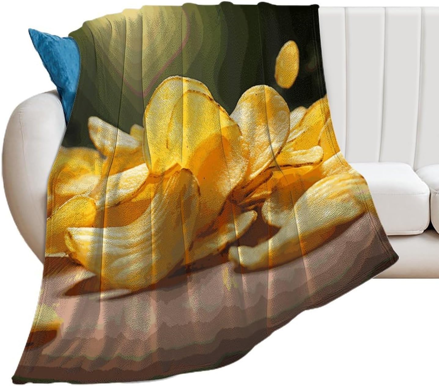 Potato Chips Blanket Super Soft Lightweight Throw Blanket Cute Cozy Warm Bed Blanket Decorative Fuzzy Blanket All-Season Home Decor Gift for Sofa Couch Living Room 50"*60"（130 * 150cm）