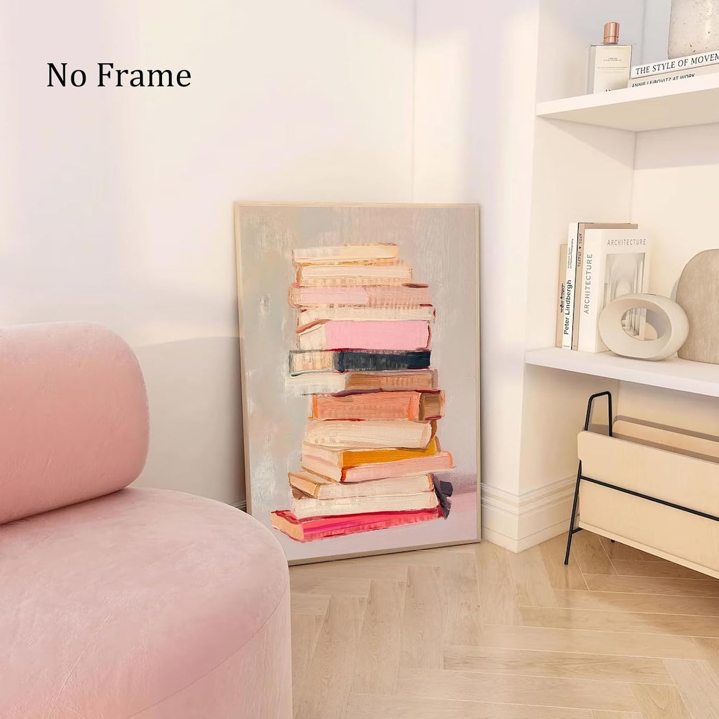 Books Canvas Wall Art Aesthetic Book Posters Bookish Prints Pink Watercolor Abstract Book Poster Reading Books Lovers Pictures Pink Preppy Book Art Inspirational Educational Posters 16x24inch No Frame