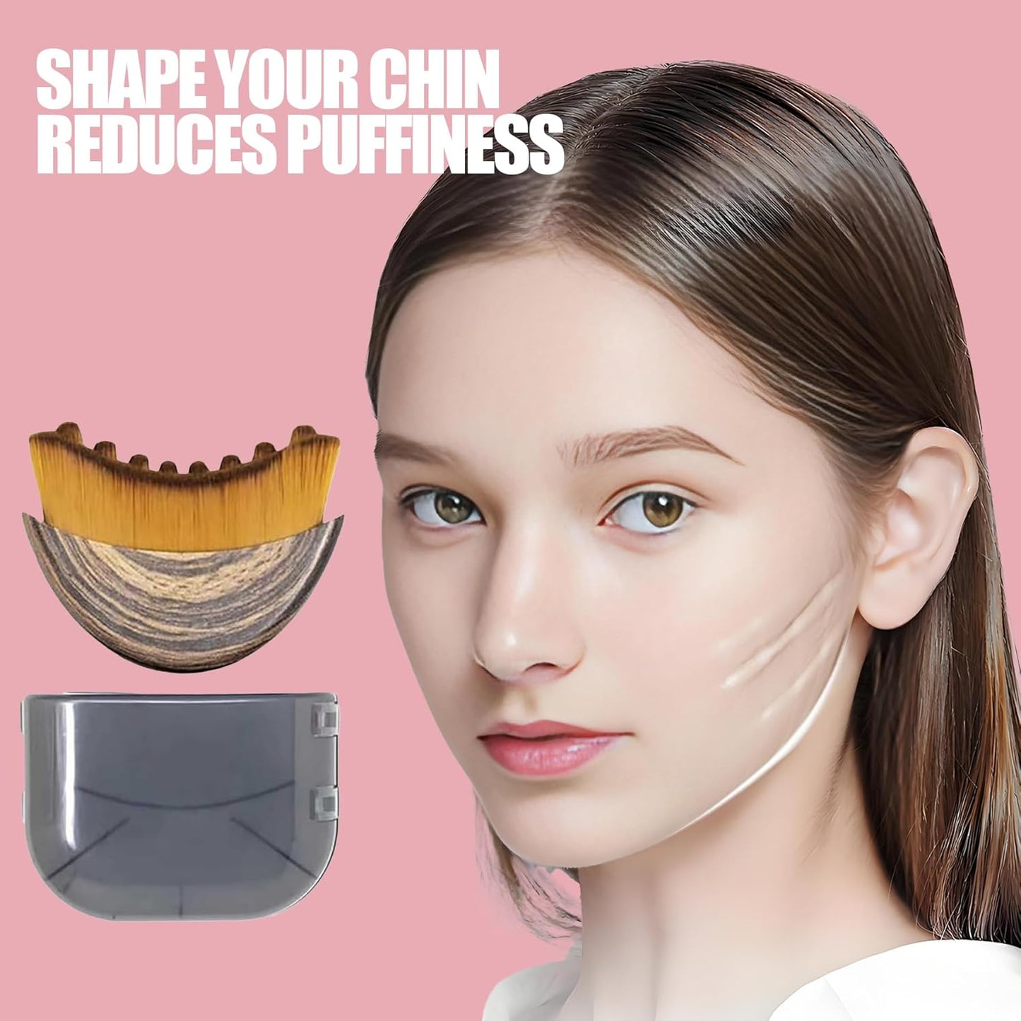 Lymphatic Contour Face Brush Lymphatic Drainage Massager Double Chin Reducer Lymphatic Drainage Brush for Face,Ergonomically Designed to Fit The Skin Precisely and Relieve Fatigue (Brown)