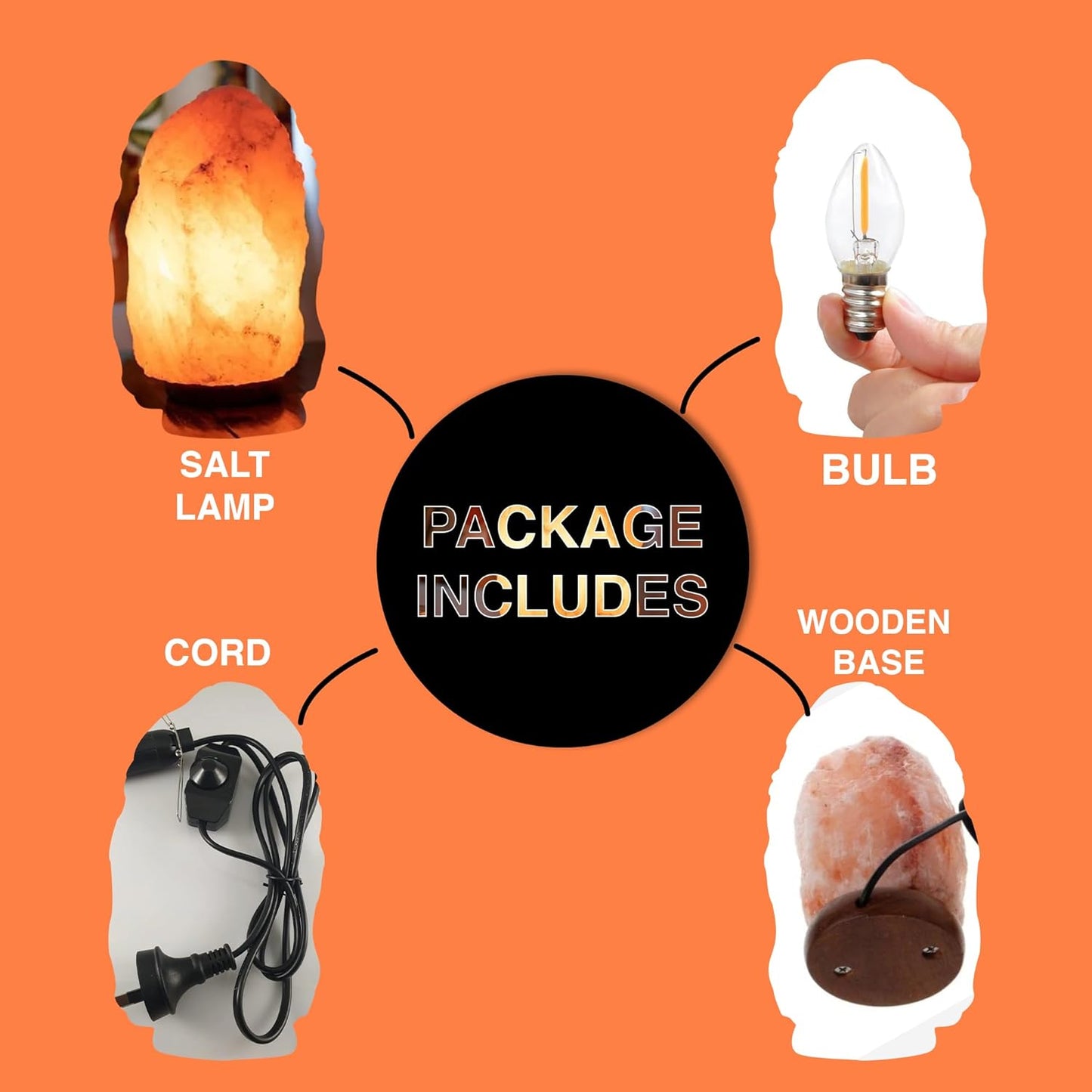 Himalayan Salt Lamp 5 Inch, 3-4 lbs with Wooden Base - Hand Carved Pink Light - Dimmable Cord & Bulb, Ideal Gift Night Lamp for Bedroom, Office, Living Room