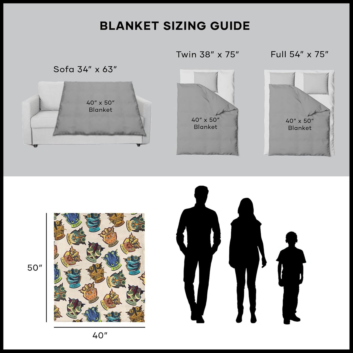 Northwest How to Train Your Dragon Dragon Badges Silk Touch Throw Blanket 40x50 inches