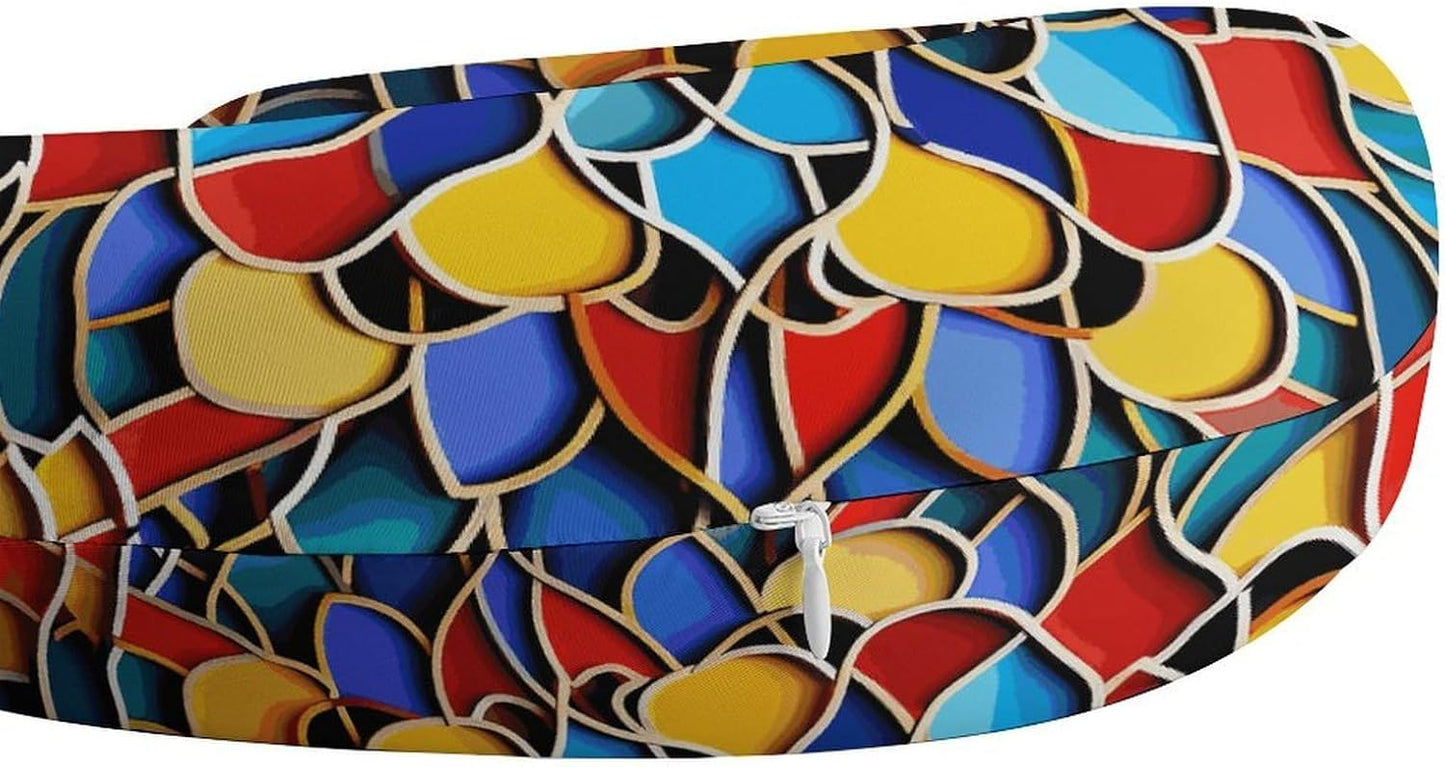 Moroccan Color Neck Pillow Memory Foam U Shaped Pillows Portable Pillows for Shoulder Travel Head Support Pillow with Concealed Zipper for Airplane Car Home Office
