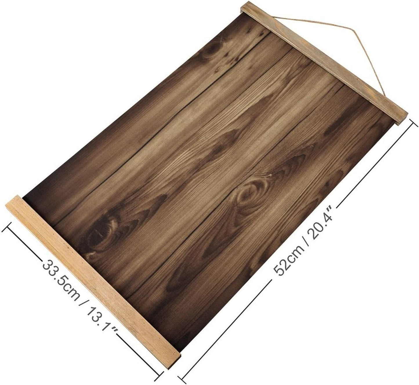Vintage Wood Grain Poster with Wooden Frame Personalized Linen Hanging Scroll Painting Rustic Wall Hanging Illustrative Modern Artwork Decor for Home Living Room Bedroom Office