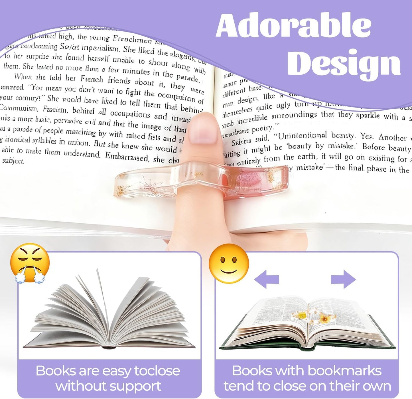 Dried Flower Book Page Holder 2PCS Book Accessories Thumb Book Page Holder Handmade Flower Bookmark for Reading Lovers Gifts for Book Lovers Teachers Students Kids (StyleB 2Pcs)