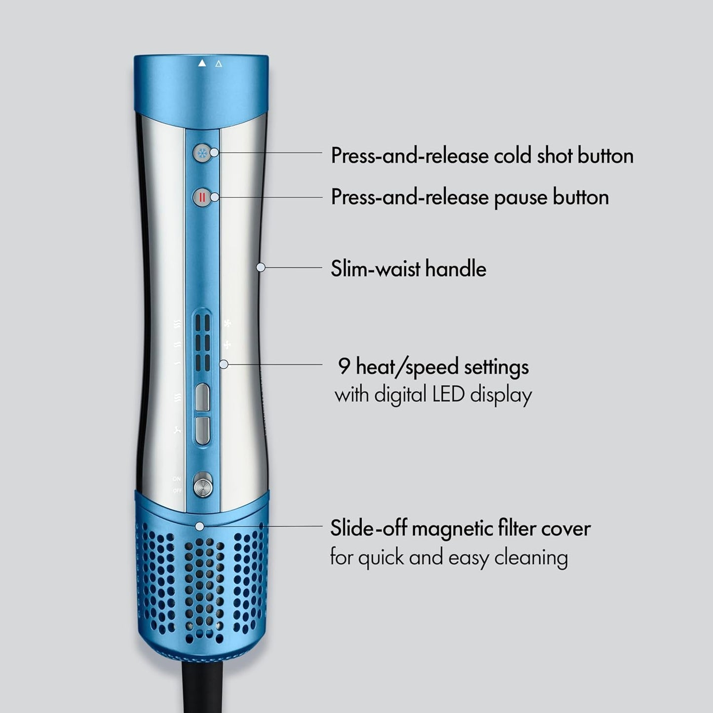 StyleSwitch Ionic Multi-Styler, Air Styler and Hair Dryer, Lightweight Hot Air Brush with 5 Attachments, Automatic Dual Voltage