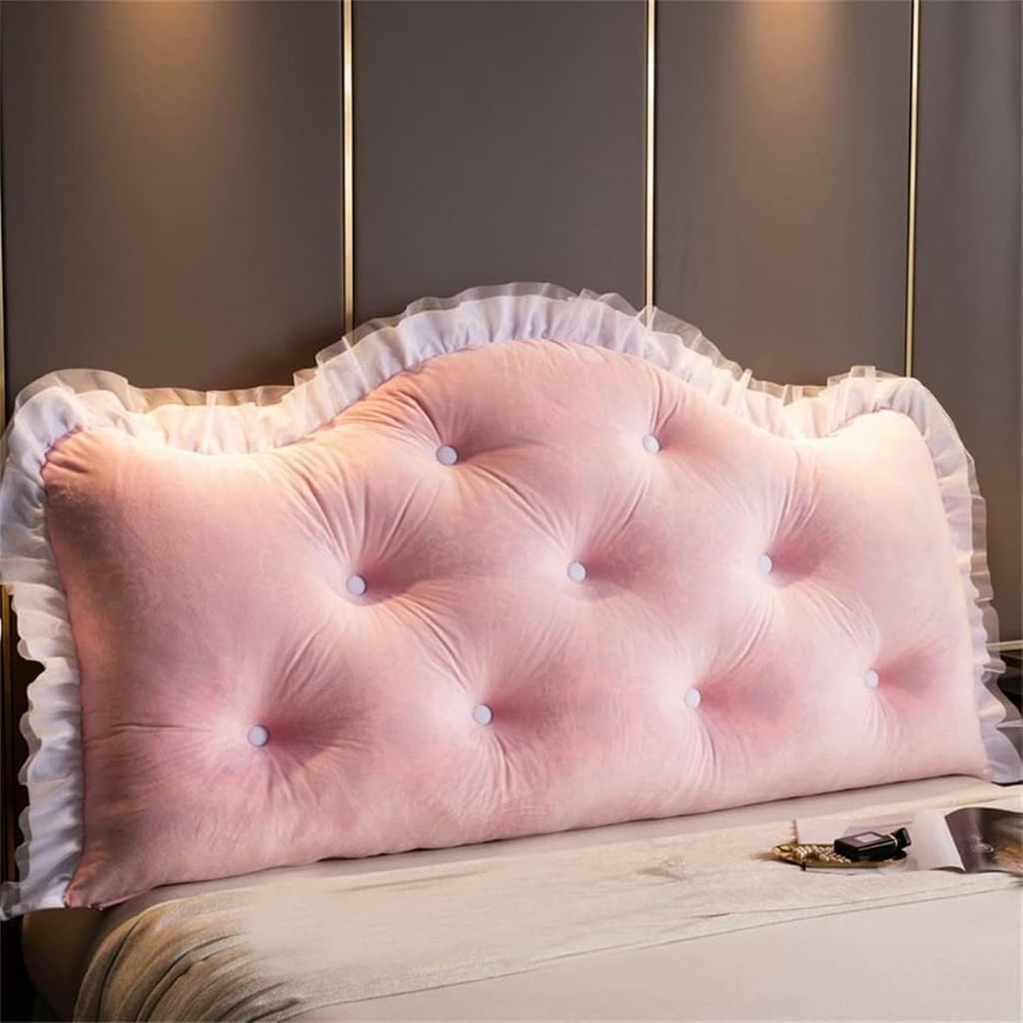 Double-Sided Velvet Pillow, Pregnancy Headboard Cushion Lumbar Pillows Detachable Support Cushion Wedge Reading Pillow Bed Rest Pillows(Pink,120cm)