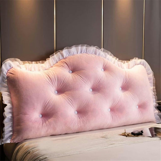 Double-Sided Velvet Pillow, Pregnancy Headboard Cushion Lumbar Pillows Detachable Support Cushion Wedge Reading Pillow Bed Rest Pillows(Pink,120cm)