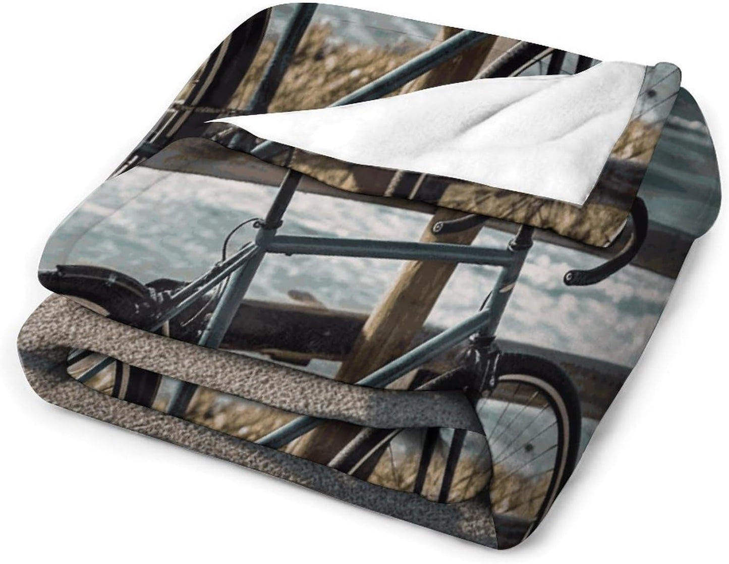 Bicycle Leaning on Fence Throw Blanket for Couch Super Soft Warm Lightweight Throw Blankets Cozy Flannel Bed Blanket Cute Decorative Blankets for All Seasons Home Decor Gift 40"*50" （100 * 130cm）