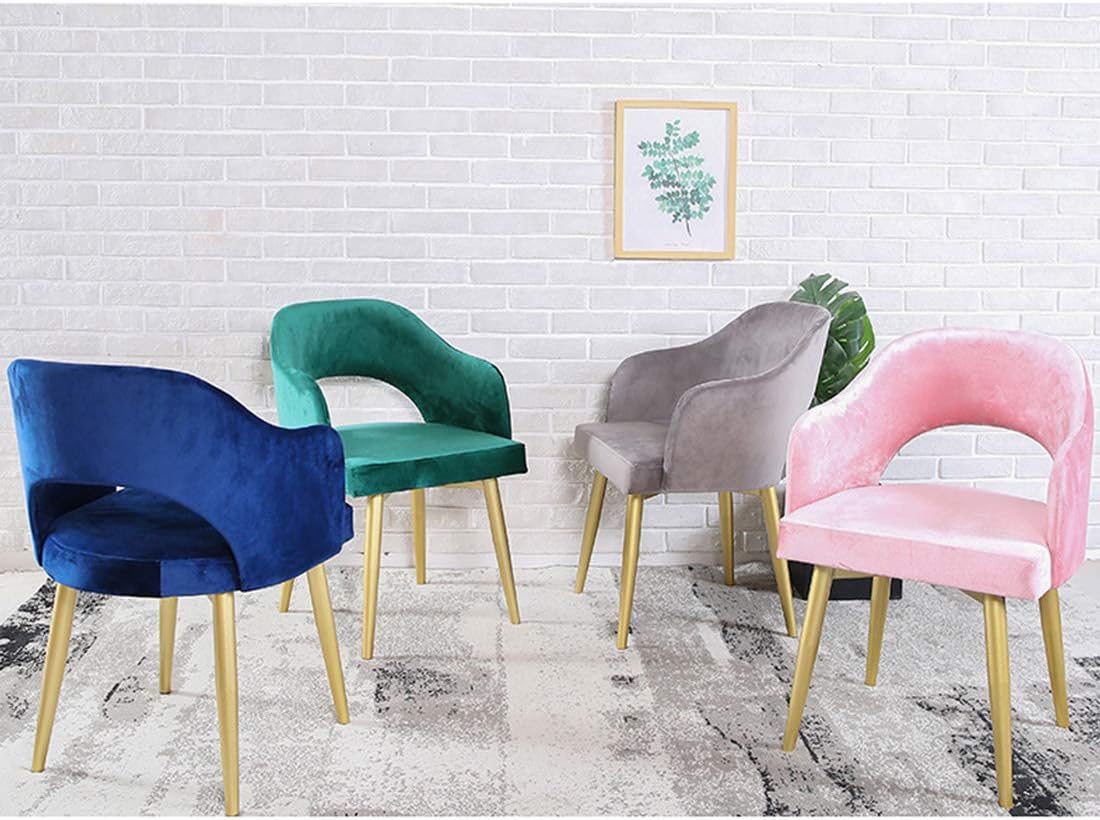 Comfortable Chair Nordic Dining Chair Metal Legs,Ergonomically Designed Coffee Side Chair,Flannelette Upholstered Lounge Sofa Chair,for Leisure/Office/Reception/Living Room/Desk/Patio/Terrace/Office