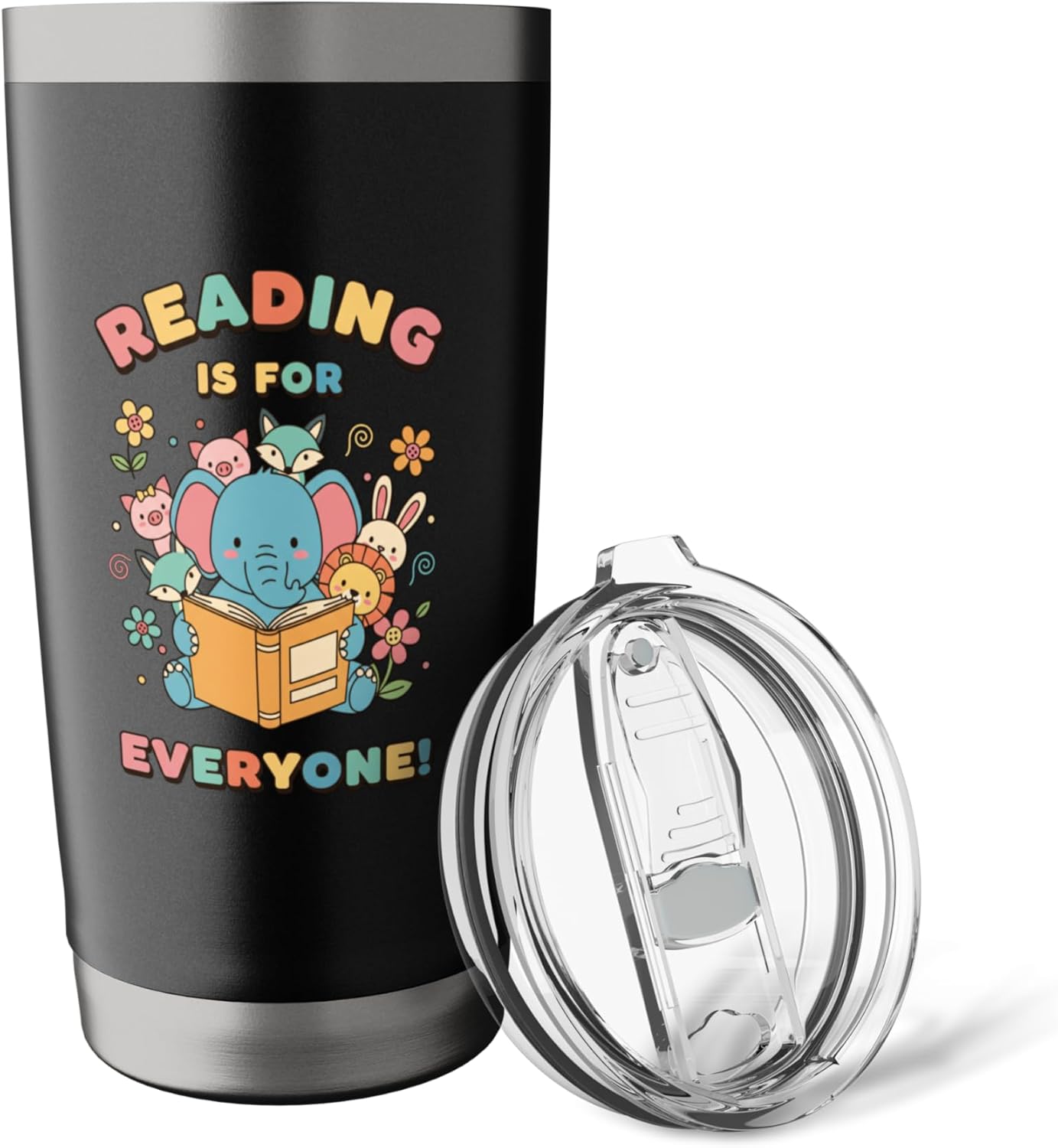 Reading Is For Everyone Elephant Book Lover Stainless Steel Insulated Tumbler