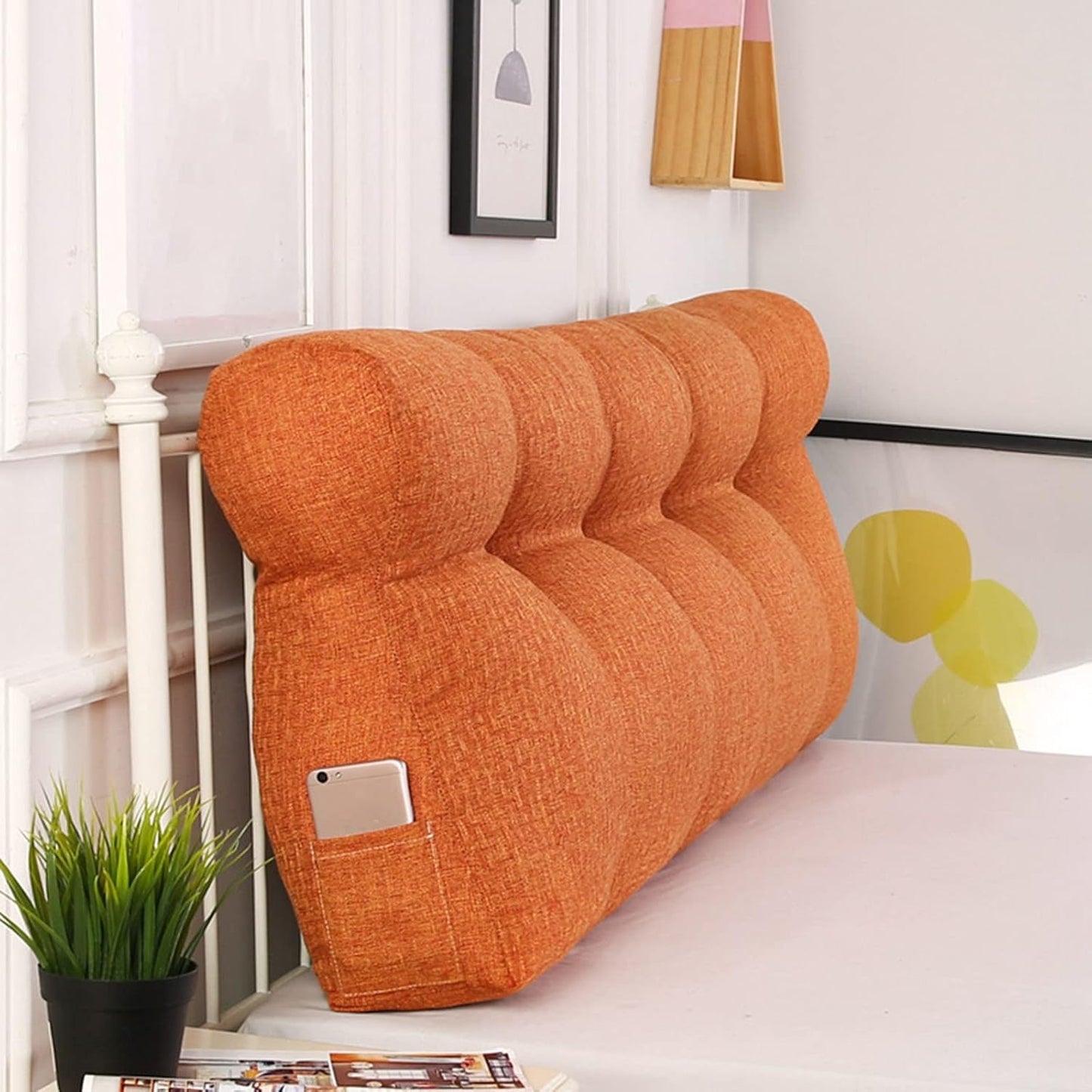 Headboard Pillow, Headboard Back Cushion Triangular Reading Pillow Triangle Back Cushion Pillow Large Soft Upholstered (Color : A, Size : 120x50x15cm(47x20x6inch))