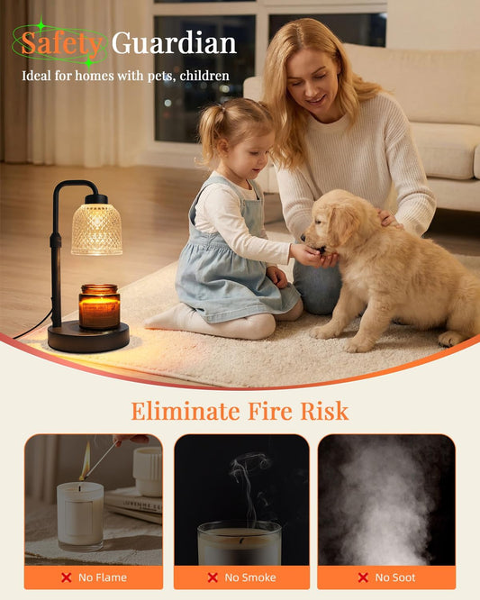 AIFEI Candle Warmer Lamp with Timer, Dimmable Adjustable Height Candle Lamp, Birthday Gifts for Women Mom Sister Friends, House Warming Gifts New Home, Candle Lamp Warmer with 2 Bulbs - CoalBlack