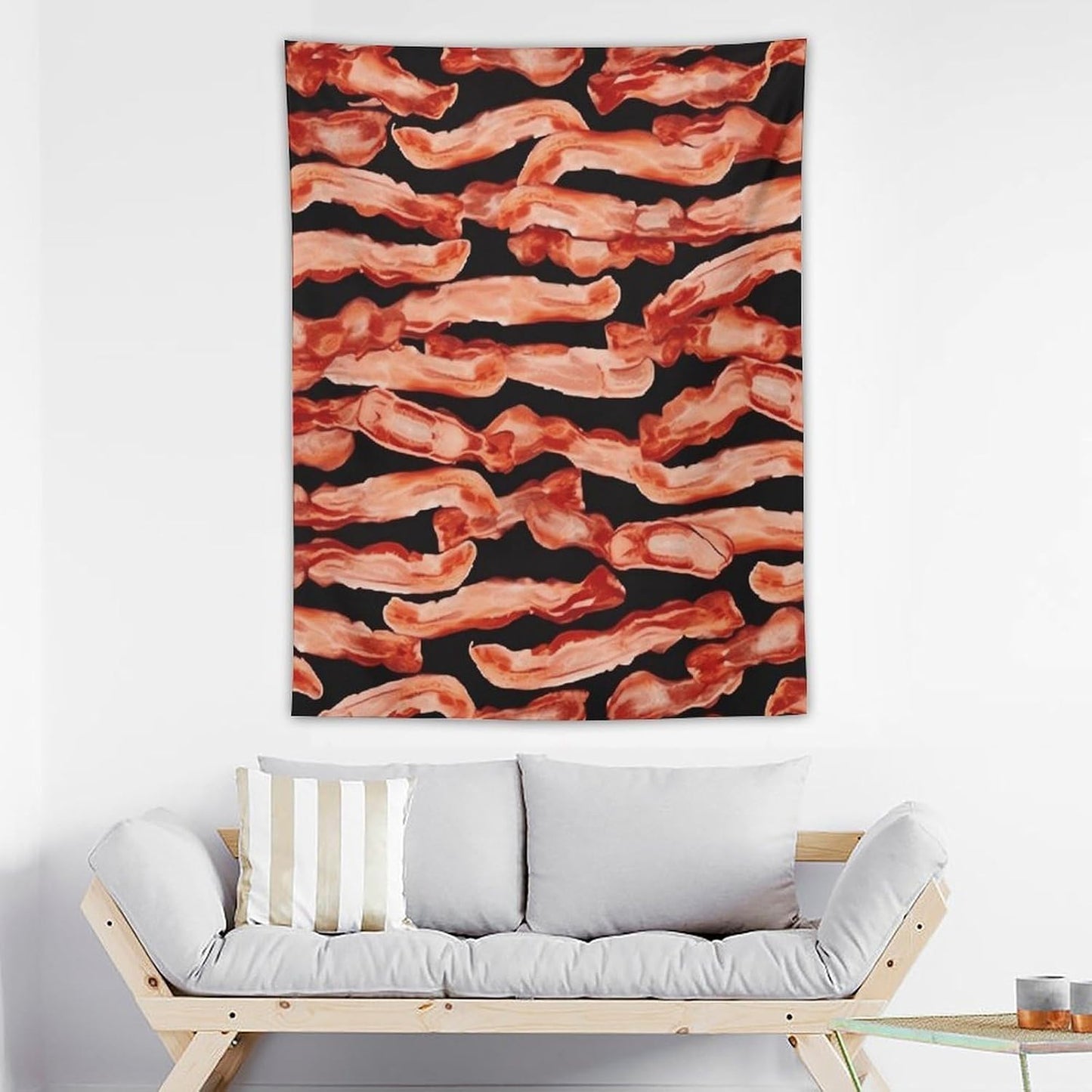 FodPand Bacon Pattern Tapestry Anti-fading Wall Tapestry with Installation Kit Backdrop Banner Multipurpose Aesthetic Tapestries Boho Wall Art Hanging Decorative Blanket 30"x40"