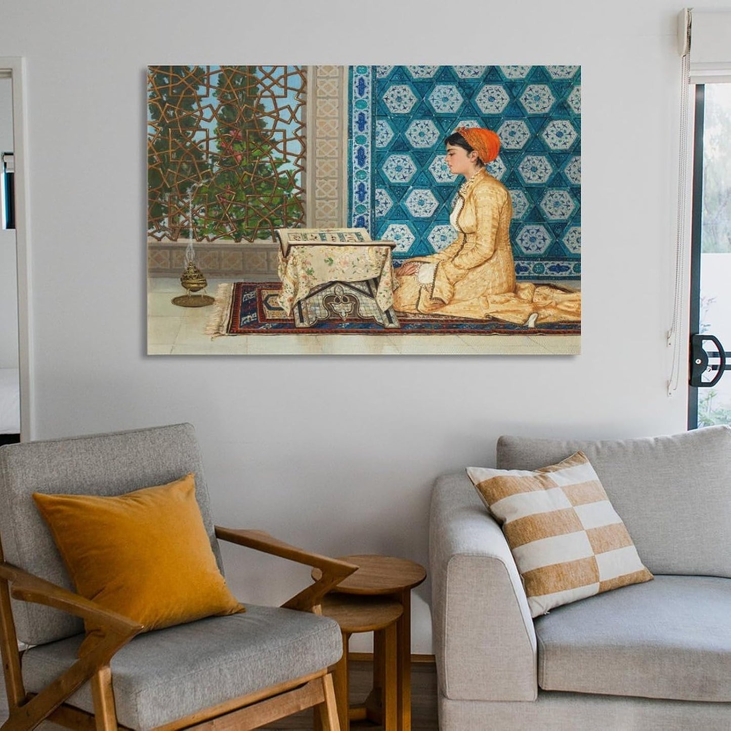 Turkish Poster Painting Young Woman Reading Modern Home Wall Art Decoration Canvas Print Poster Decorative Painting Canvas Wall Art Living Room Posters Bedroom Painting 24x36inch(60x90cm)