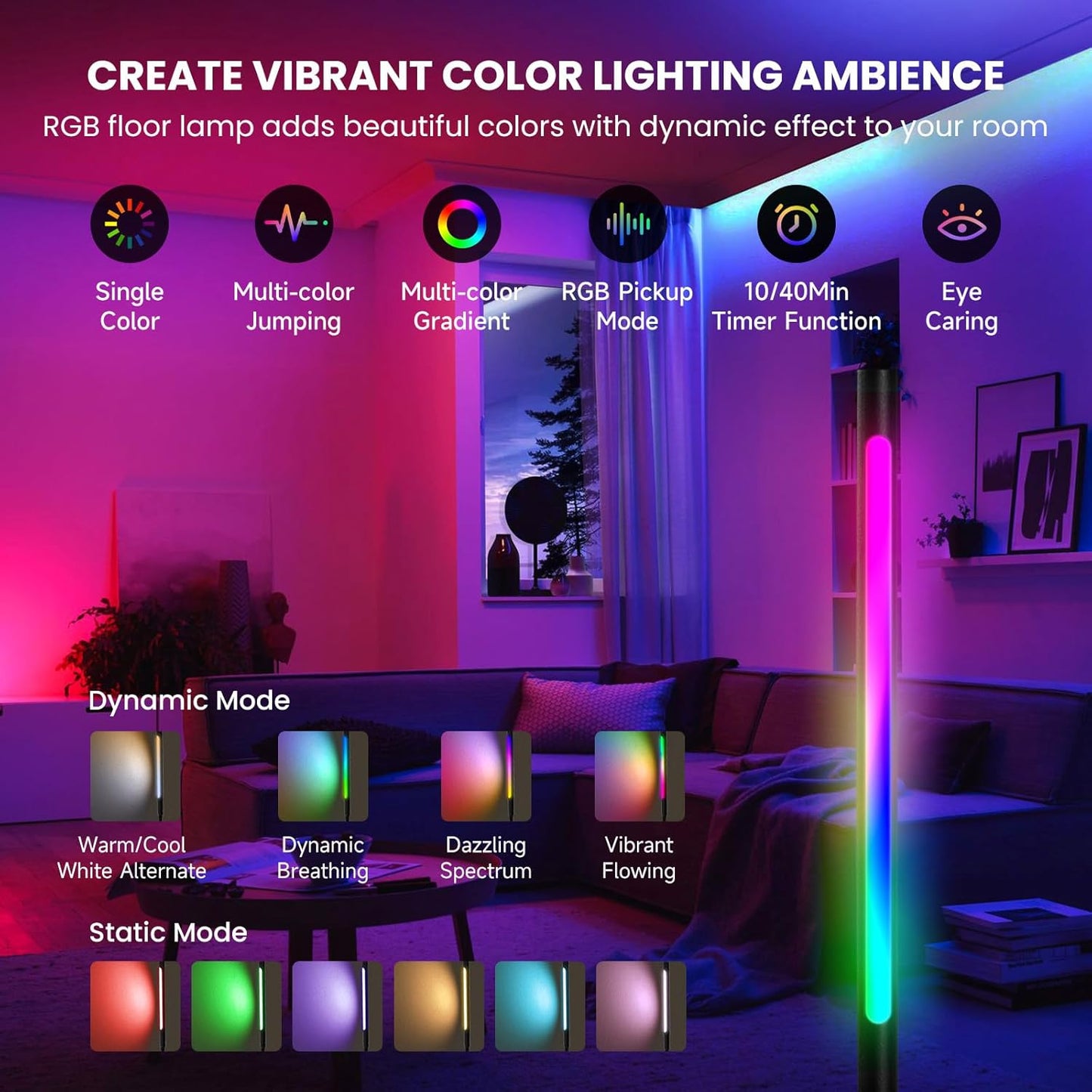 LED Floor Lamp for Living Room, Dimmable Standing Lamp with Remote Control, Stepless Dimming, Adjustable Color Temperature 3000K-5700K, with Adjustable Gooseneck, for Sturdy, Work, Reading