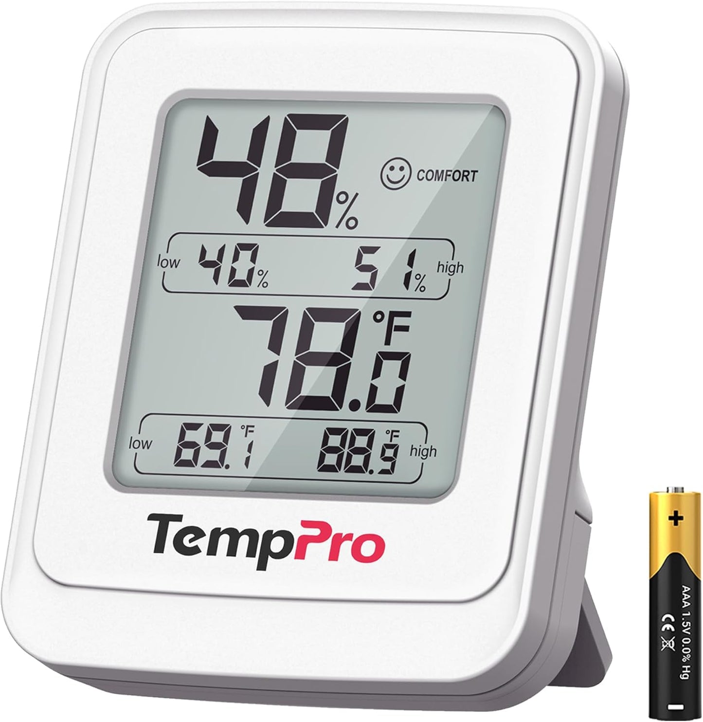 TempPro TP150 Greenhouse Thermometer Hygrometer, IPX5 High-Humidity Resistant Temperature and Humidity Monitor, High/Low Records Humidity Meter for Indoor Grow Tents, Reptile(Previously ThermoPro)