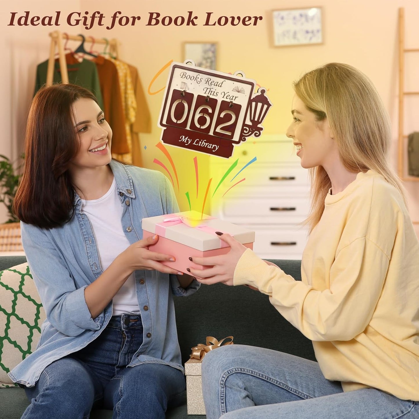 Books Read This Year Counter,Custom Books Read Tracker,Hanging Bookshelf Sign for Reading Challenge,Bookish Decor for Home or Library,Bookish Gifts for Book Lovers