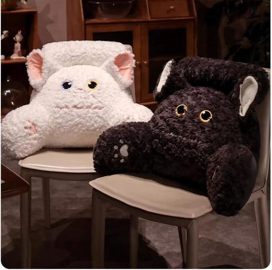 Reading Pillow for Sitting in Bed Adult,Cute Cat Pillow Back Pillows,Sit Up Pillow Backrest Pillow with Arms, Back Support Pillow for Sitting Up in Bed,Chair Back Cushion (Black)