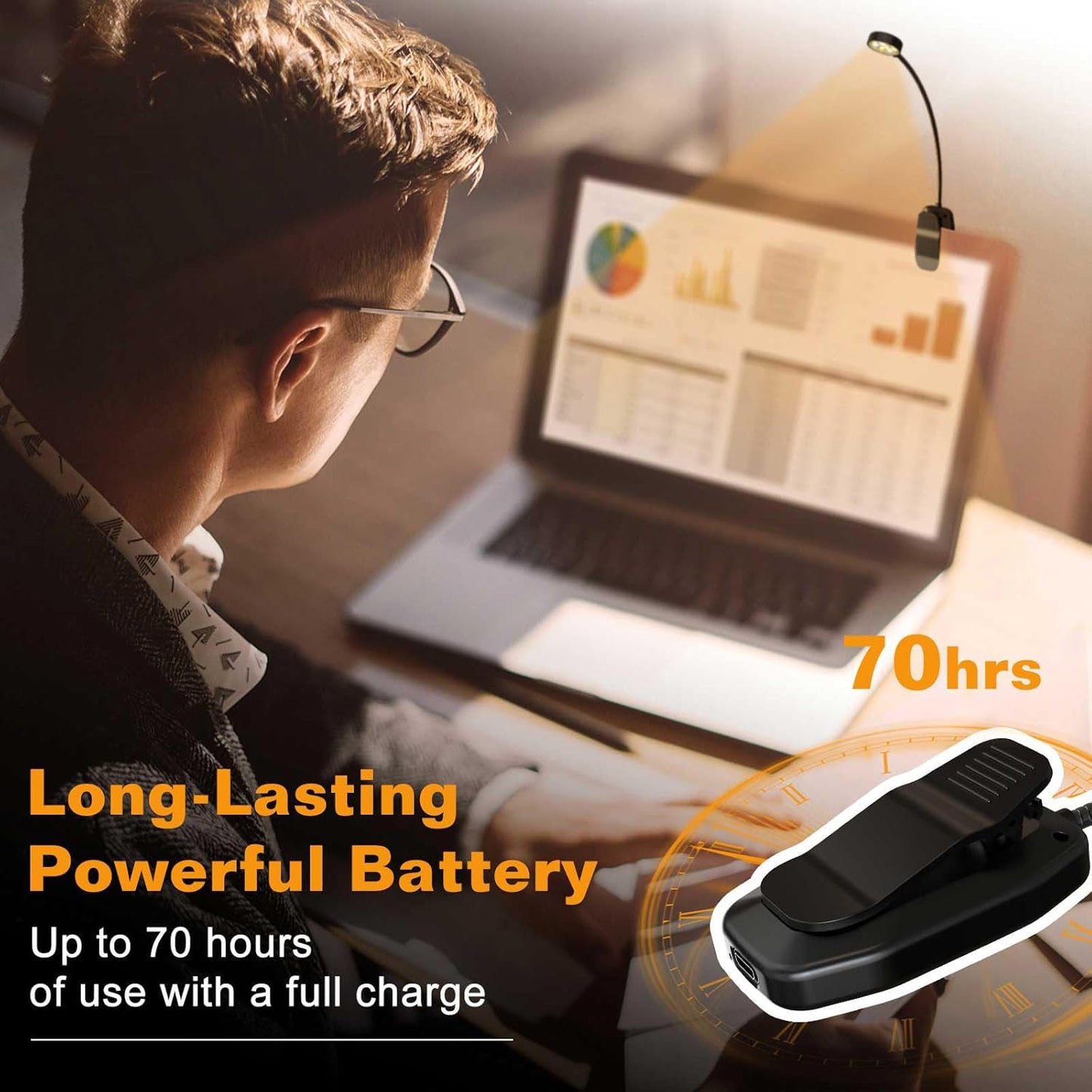 Rechargeable Book Light for Reading in Bed, Eye Caring Book Reading Lamp with 10 LED Modes,1.3 oz Lightweight Portable Clip on Light, 360° Adjustable Clamp Light Perfect for Readers