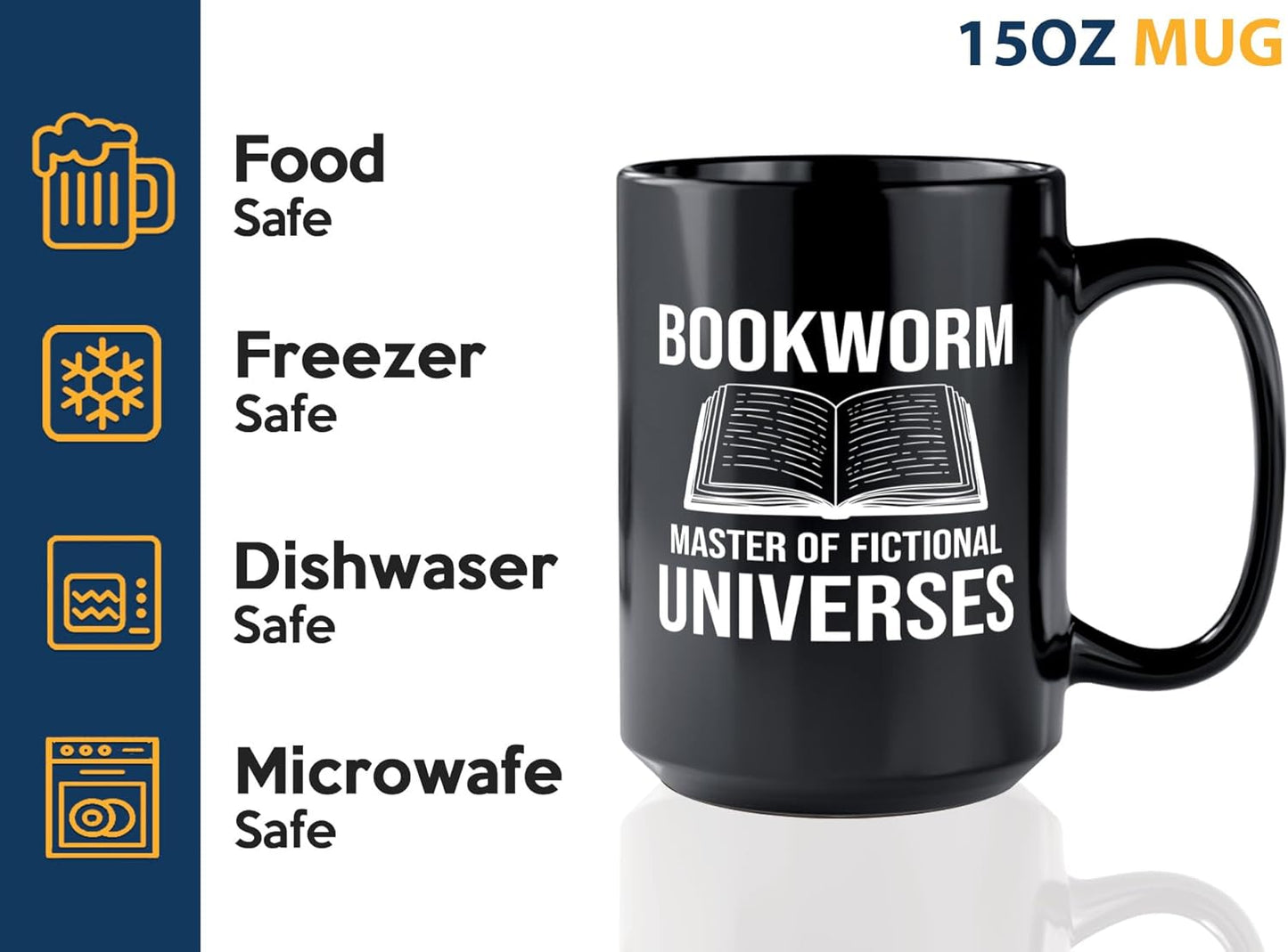 Book Lover Coffee Mug 15oz Black -Bookworm Master of - Bookworm Literature Library Book Lover Reader Booked Editor Intellectual Studious