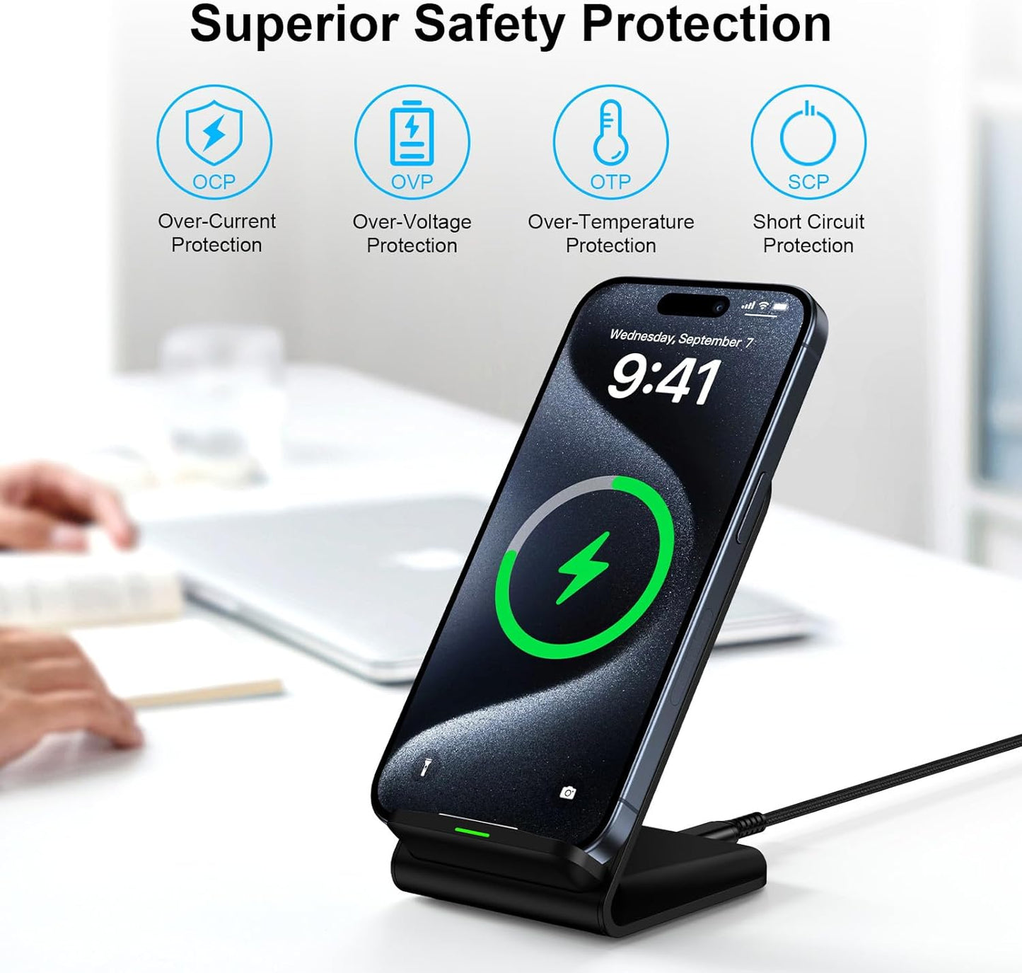 Samsung Wireless Charger Fast Charging Stand Wireless Android Desk Phone Charger Stand for Samsung Galaxy S26 S25 S24 Ultra S24 S23 FE S22 S21 S20 S10 S9 S8,iPhone 15 Pro Max Plus 14 13 12,Pixel 8 7