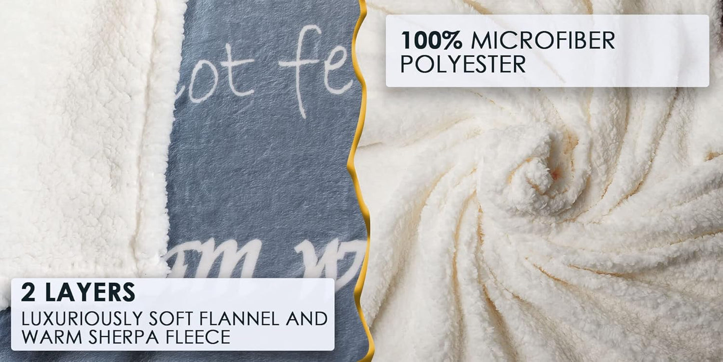 Soft Fluffy Throw Christian Blanket - Double Layer 65x50 Throw Blanket - Scripture Bluish Gray Soft Blanket for Couch & Bed - Healing Gifts for Women - Warm Bedspread for Bed