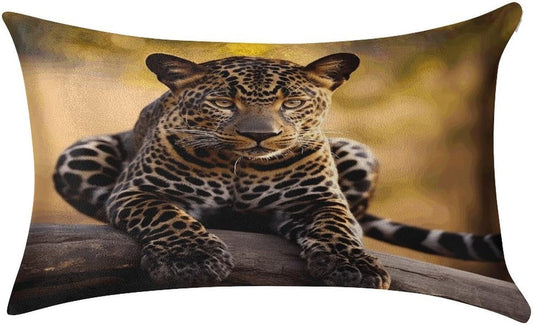 Africa Nature Leopard Throw Pillow Covers Gold Velvet Pillowcases with Invisible Zipper Pillow Shams Cozy Cushion Cover Soft Pillow Cases Home Decor Pillow Protectors 12 "×20 "