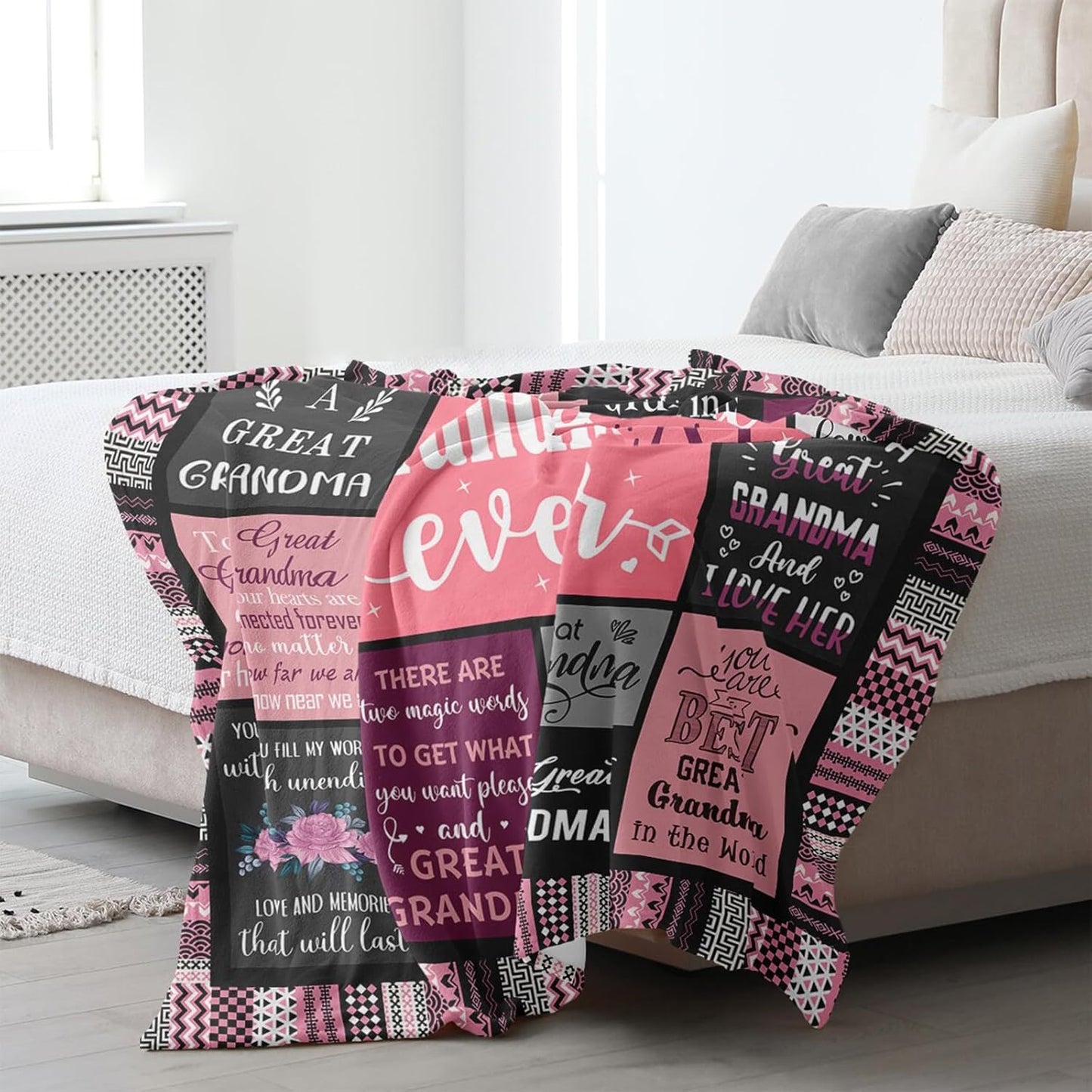 Great Grandma Gifts Blanket 60"x50", Christmas/Birthday Gifts for Great Grandma from Grandkids, Best Great Grandmother Gift Ideas Throw Blanket