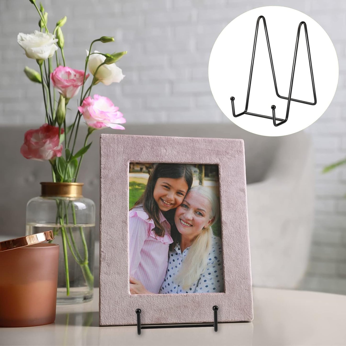 Hoteam 20 Pack Plate Stands for Display, 10 Pcs 4 Inch Metal Frame Plate Holder Display Stand and 10 Pcs 6 Inch Easel Rack for Pictures Photo Decorative Dish Collectibles Tabletop Art(Black)