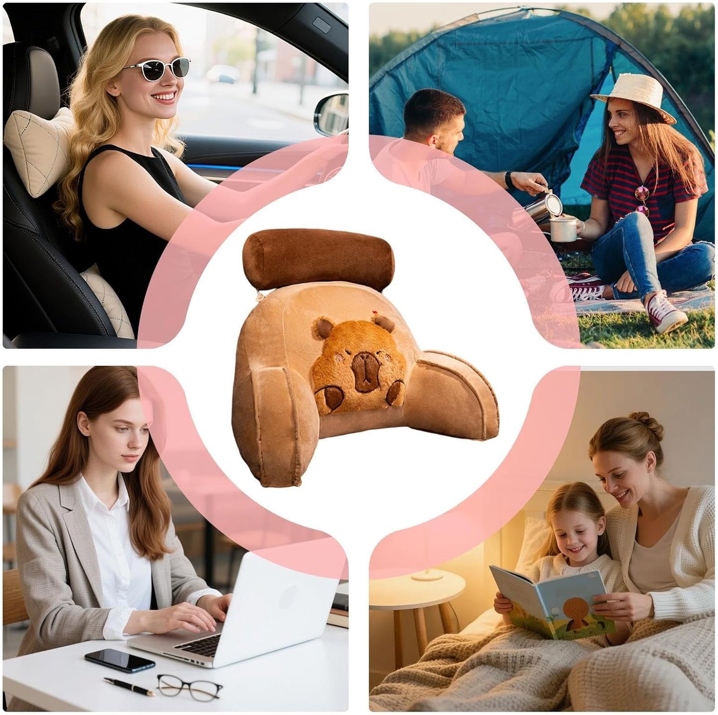 Genérico Pillow for Reading in Bed – Ergonomic Design Capibara for Sofa and Rest | Reading Pillow with Arms, for Adults Watching TV Rest on the Floor or