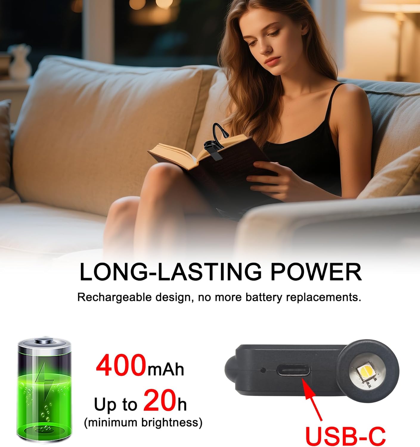 Clip on Book Light, 3 Light Colors and stepless Brightness Adjustment, 360° Flexible, Small Lightweight Clip On Book Reading Light for Studying and Reading