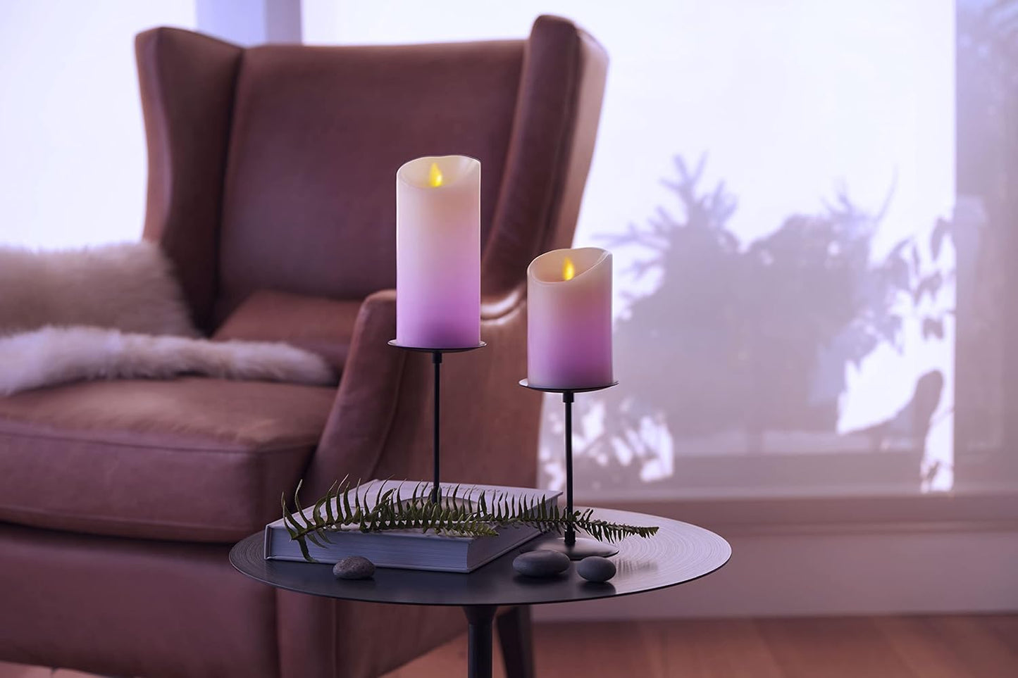 Luminara Flameless Color Changing LED Candle 3" x 4.5", Real Wax Moving Flame, Battery Operated with 18 Button Remote, Unscented Safe