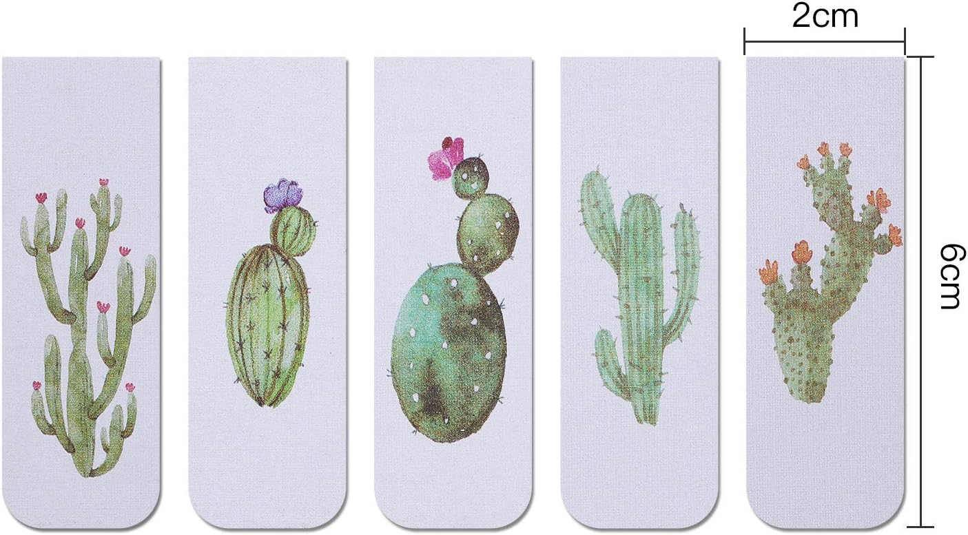 Chinco 10 Pieces Magnetic Bookmarks Clips Magnet Page Markers Assorted Book Markers Set for Women Reading Gifts(Cactus)