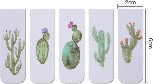 Chinco 10 Pieces Magnetic Bookmarks Clips Magnet Page Markers Assorted Book Markers Set for Women Reading Gifts(Cactus)