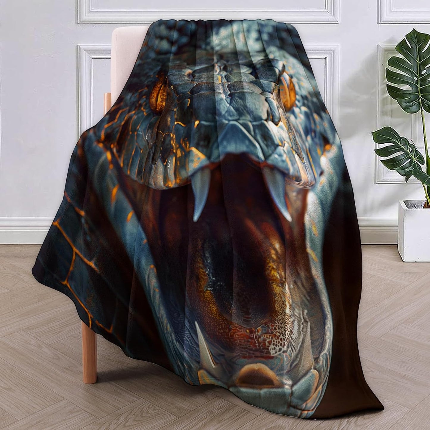 Snake Blanket,Reptile Animal Flannel Throw Blankets,Soft Warm Lightweight Cozy Plush Fierce Serpent Throws for Bedroom Sofa Home Decor Gifts for Adults Kids 50"x60"