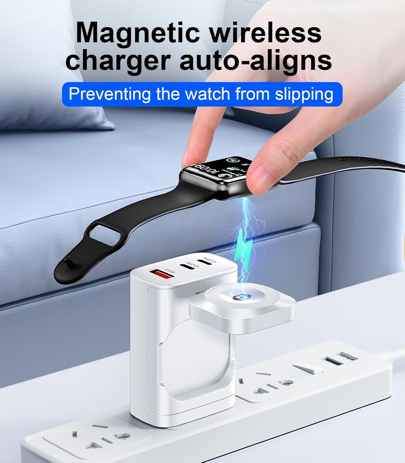 4 in 1 for Apple Watch Charger,Wireless Magnetic iWatch Charger,Portable Travel Essentials 40W USB C Fast Charging Block for Phone AirPods iWatch Ultra/SE/11/10/9/8/7/6,iPhone 17/16/15/14Devices,White
