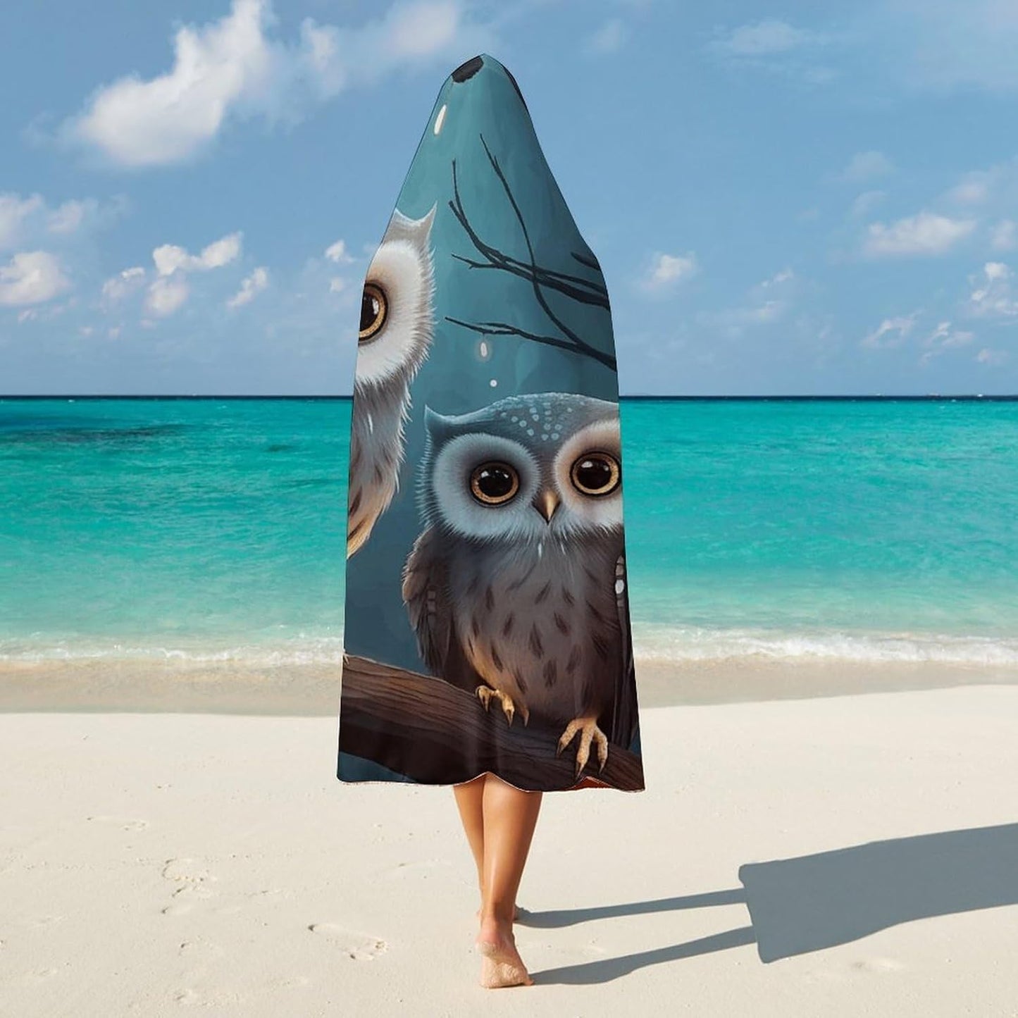 Owl on Tree Wearable Blanket Hoodie for Adults Oversized Fleece Hooded Sweatshirt Wrap Soft Cozy
