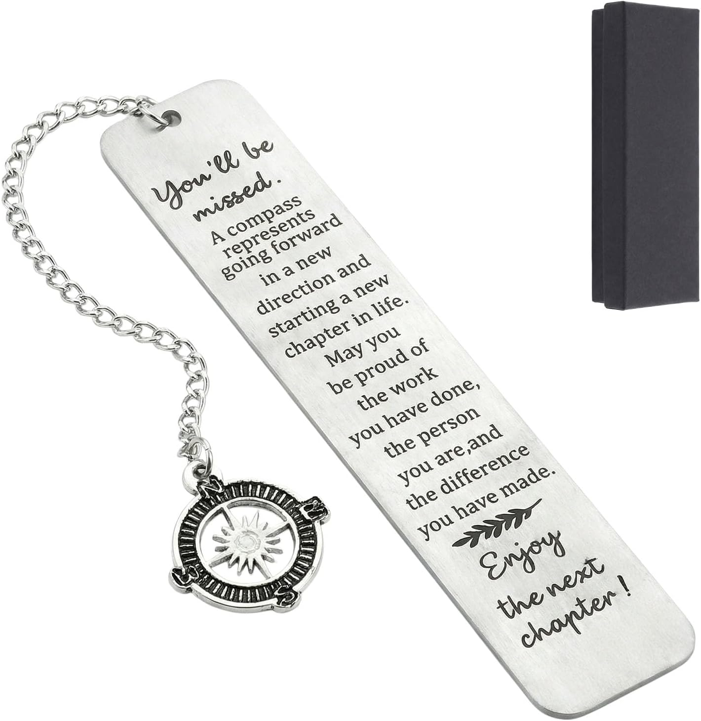 1 Piece Metal Bookmark, Inspirational Compass Design with Engraved Message, Ideal for Coworker Leaving Gifts and Retirement Gifts for Women, Men, Teachers (5.1x1 Inch, Silver)