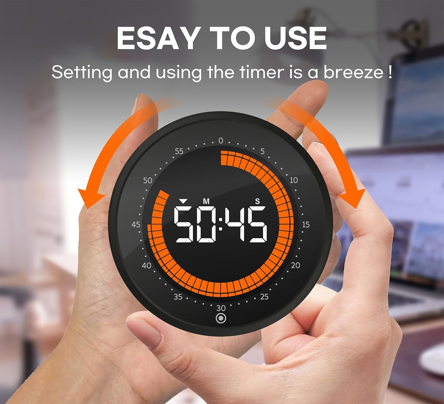 Visual Digital Timer - 60 Min Countdown & Count Up, Large LED Screen with Red Visual Disc, Magnetic Silent Timer for Kids, Seniors, Classroom, Kitchen Cooking, ADHD & Autism Productivity Tool